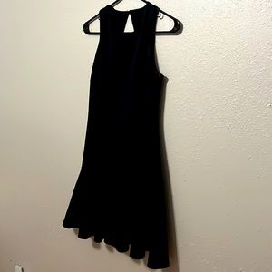 Trina Turk Drop Waist Ruffle Hem Little Black Dress